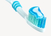 Toothbrush with toothpaste, isolated object image psd