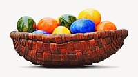 Easter egg basket, isolated object image psd