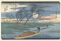 Utagawa Hiroshige ‘Seba’ on The Sixty-nine Stations of the Kisokaido, 1835-1837. Original public domain image from the Rijksmuseum.