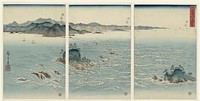 Triptych: Whirlpools of Naruto Straits in Awa Province (Awa Naruto no fûkei) (1789-1868) by Utagawa Hiroshige. Original public domain image from the Rijksmuseum.