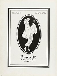 Advertentie voor bontmantel van Brandt (1926) fashion illustration in high resolution by Brandt.  