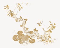 Vintage gold botanical art print psd. Remixed by rawpixel.