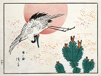 Japanese crane (1826–1869) woodblock print. Original public domain image from The MET Museum.   Digitally enhanced by rawpixel.