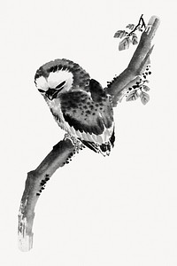 Vintage Hokusai's owl. Remixed by rawpixel.