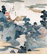 Utagawa Kuniyoshi’s an evening view of Fuji (1829) vintage Ukio-e style. Original public domain image from the Library of Congress.   Digitally enhanced by rawpixel.