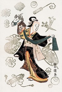 Japanese woman character (1777-1835) vintage woodcut prints by Utagawa Toyokuni. Original public domain image from the Library of Congress.   Digitally enhanced by rawpixel.