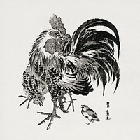 Japanese chicken (1773-1829) vintage Ukiyo-e style by Utagawa Toyohiro . Original public domain image from the Library of Congress.   Digitally enhanced by rawpixel.