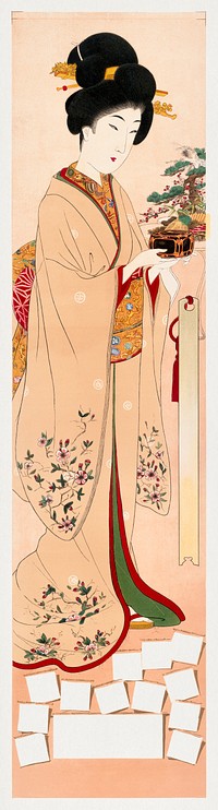 Japanese queen (1904) vintage woodcut prints. Original public domain image from the Library of Congress.   Digitally enhanced by rawpixel.