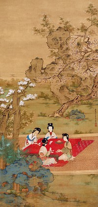 Court ladies at play (1683) vintage Chinese painting by Xu Zhuang. Original public domain image from The Minneapolis Institute of Art.   Digitally enhanced by rawpixel.