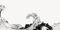 Vintage Japanese ocean wave psd border. Remixed by rawpixel.