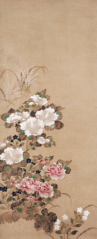 Japanese mallows (17th century) vintage ink and color on paper. Original public domain image from the Minneapolis Institute of Art.   Digitally enhanced by rawpixel.