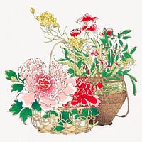 Japanese flower basket psd.   Remastered by rawpixel. 