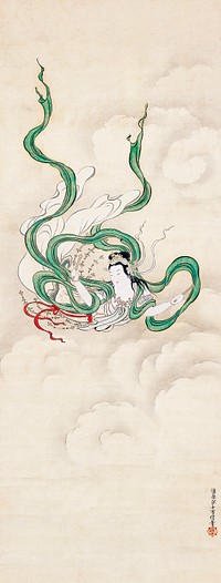 Flying Celestial (17th century) by Kiyohara Yukinobu. Original public domain image from The Minneapolis Institute of Art.   Digitally enhanced by rawpixel.