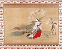 Japanese woman (18th century) vintage painting by Miyagawa Chōshun. Original public domain image from The Minneapolis Institute of Art.    Digitally enhanced by rawpixel.