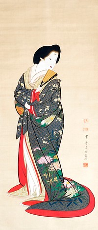 Japanese woman (19th century) vintage painting by Utagawa Yoshitaki. Original public domain image from The Minneapolis Institute of Art.    Digitally enhanced by rawpixel.