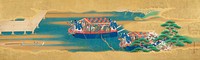 Boating episode from the "Butterflies" Chapter of the Tale of Genji(mid 17th century ) vintage Japanese painting by Tosa Mitsusada. Original public domain image from the Minneapolis Institute of Art.   Digitally enhanced by rawpixel.