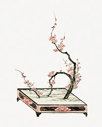 Japanese plum ikebana psd.   Remastered by rawpixel. 