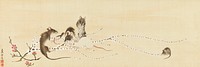 Japanese mice on rice cake flowers (1790s) vintage painting by Nagasawa Rosetsu. Original public domain image from the Minneapolis Institute of Art.   Digitally enhanced by rawpixel.