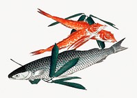 Hiroshige's Cod and Gurnard, Japanese fish illustration.   Remastered by rawpixel. 