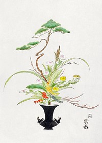 Japanese flower arrangement (19th century) vintage Japanese woodblock print Original public domain image from the Minneapolis Institute of Art.   Digitally enhanced by rawpixel.