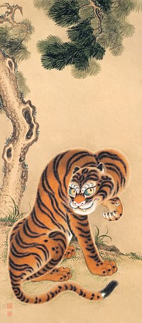 Tiger Cleaning Its Paw (19th century) by Matsui Keichū. Original public domain image from The Minneapolis Institute of Art.   Digitally enhanced by rawpixel.