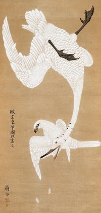 Chinese falcon attacking goose (1780) vintage painting by Yoshida Rankō. Original public domain image from the Minneapolis Institute of Art.   Digitally enhanced by rawpixel.