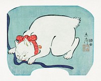 Japanese white cat (1863) vintage woodblock print by Utagawa Hiroshige. Original public domain image from the Minneapolis Institute of Art.   Digitally enhanced by rawpixel.