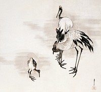 Japanese cranes (1787) vintage painting by Nagasawa Rosetsu. Original public domain image from the Minneapolis Institute of Art.   Digitally enhanced by rawpixel.