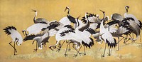 Japanese flock of cranes (18th century) vintage painting by Ishida Yūtei. Original public domain image from the Minneapolis Institute of Art.   Digitally enhanced by rawpixel.