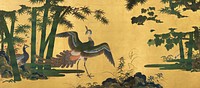 Japanese peacocks and bamboo (1539–1613) vintage painting by Tosa Mitsuyoshi. Original public domain image from The Cleveland Museum of Art.   Digitally enhanced by rawpixel.