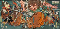 Picture of Raikō and his Four Companions Conquering the Demon of Mount Ōe (1864) by Tsukioka Yoshitoshi. Original public domain image from The Minneapolis Institute of Art.   Digitally enhanced by rawpixel.