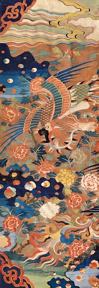 Chinese tapestry (1368–1644)) vintage textile. Original public domain image from The Cleveland Museum of Art.   Digitally enhanced by rawpixel.