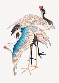 Hokusai's cranes psd.   Remastered by rawpixel. 