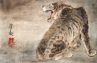 Tiger (19th century) vintage woodblock print by Kobayashi Kiyochika. Original public domain image from The Los Angeles County Museum of Art.   Digitally enhanced by rawpixel.
