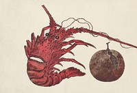 Japanese lobster (1615–1868) from Album of Sketches by Katsushika Hokusai and His Disciples. Original public domain image from The MET Museum.   Digitally enhanced by rawpixel.