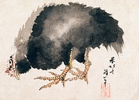Katsushika Hokusai&rsquo;s cock (19th century) vintage painting. Original public domain image from The MET Museum.   Digitally enhanced by rawpixel.
