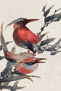 Katsushika Hokusai's birds, from Album of Sketches (1814) vintage Japanese woodblock prints. Original public domain image from The MET Museum.   Digitally enhanced by rawpixel.