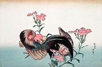 Katsushika Hokusai&rsquo;s cock and flower (1760&ndash;1849) vintage Japanese painting. Original public domain image from The MET Museum.   Digitally enhanced by rawpixel.