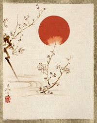 Shibata Zeshin's Sun and Plum Branches (1807-1891). Original public domain image from The MET Museum.    Digitally enhanced by rawpixel.