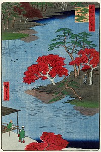 Autumn at Akiba shrine in Ukiji (1857) vintage Japanese prints by Utagawa Hiroshige. Original public domain image from the Rijksmuseum.   Digitally enhanced by rawpixel.