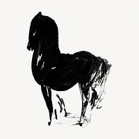 Vintage horse silhouette painting psd.   Remastered by rawpixel. 