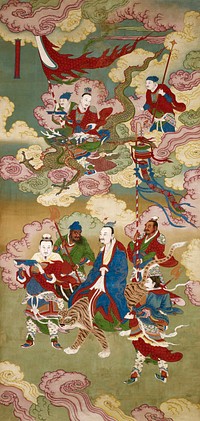 Numinous treasure emissaries (16th century) vintage Japanese painting. Original public domain image from the Minneapolis Institute of Art.   Digitally enhanced by rawpixel.