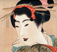 Japanese geisha (1830s) vintage painting by Mihata Joryu. Original public domain image from The Minneapolis Institute of Art.    Digitally enhanced by rawpixel. Digitally enhanced by rawpixel.