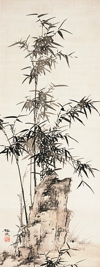 Bamboo (19th century) vintage Japanese painting by Yamamoto Baiitsu. Original public domain image from the Minneapolis Institute of Art.   Digitally enhanced by rawpixel. Digitally enhanced by rawpixel.