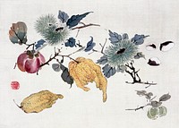 Plants (1834) vintage Japanese painting by Urakami Shunkin. Original public domain image from the Minneapolis Institute of Art.   Digitally enhanced by rawpixel.