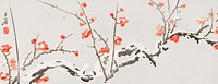 Flowering plums in snow (1818–1829) vintage Japanese painting by Yamaoka Geppo. Original public domain image from the Minneapolis Institute of Art.   Digitally enhanced by rawpixel. Digitally enhanced by rawpixel.