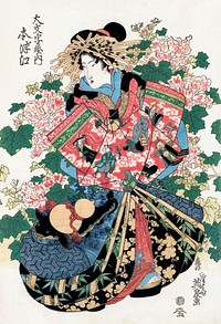 Japanese woman (1820-1830)  vintage woodblock prints by Keisai Eisen. Original public domain image by Utagawa Hiroshige from the Rijksmuseum.   Digitally enhanced by rawpixel.