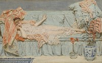 Lilies (1866) painting in high resolution by Albert Joseph Moore.  