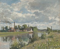 The River Oise near Pontoise (1873) painting in high resolution by Camille Pissarro.  