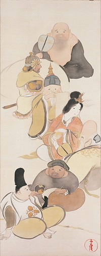 Seven Gods of Good Fortune (1920s) painting in high resolution by Kamisaka Sekka. Original from the Minneapolis Institute of Art. Digitally enhanced by rawpixel.